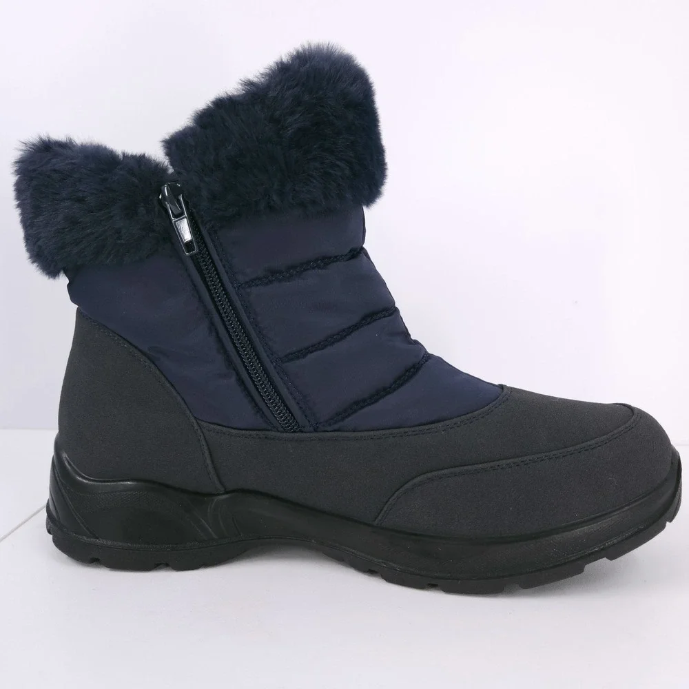 Easy Street Dry Waterproof Frosty Navy‎ Winter Booties Cozy Zip Womens Size 9 WW